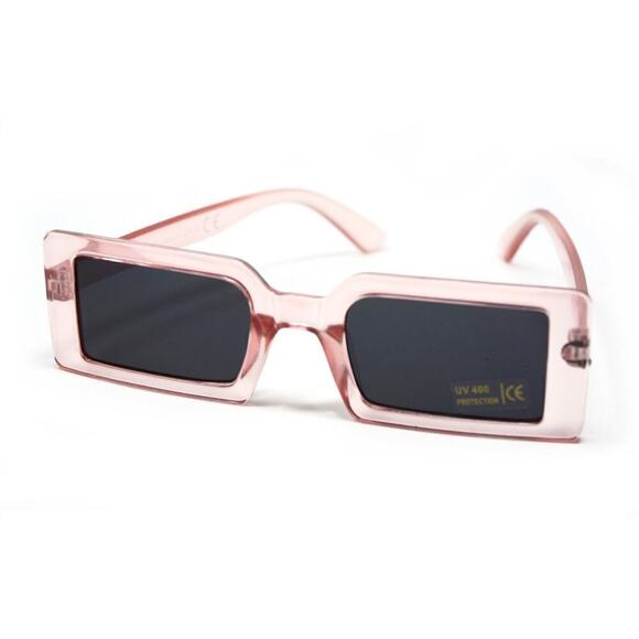 Pink Square Frame Sunglasses Jazz Retro Style Shades w Dark Lens - Hey Viv - Picture 2 of 3